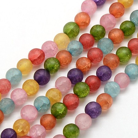 Frosted Synthetic Crackle Quartz Round Beads Strands G-L155-6mm-04-1