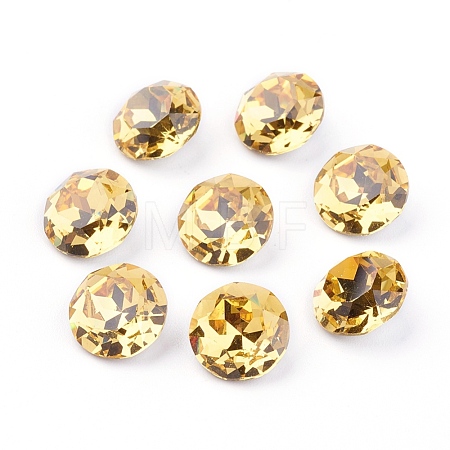 Pointed Back & Back Plated Glass Rhinestone Cabochons RGLA-J012-10mm-226-1
