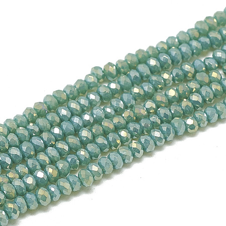 Electroplate Opaque Solid Color Glass Beads Strands X-EGLA-Q112-B13-1
