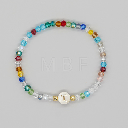 Handmade Bohemian Colorful Faceted Rondelle Glass Beaded Stretch Bracelets UI5654-20-1