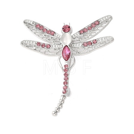 Dragonfly Alloy Rhinestone Brooches for Backpack Clothes JEWB-M067-07P-01-1