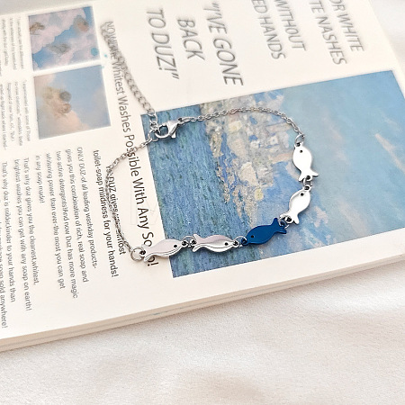 Two Tone 304 Stainless Steel Link Chain Bracelets WGAA5E1-03-1