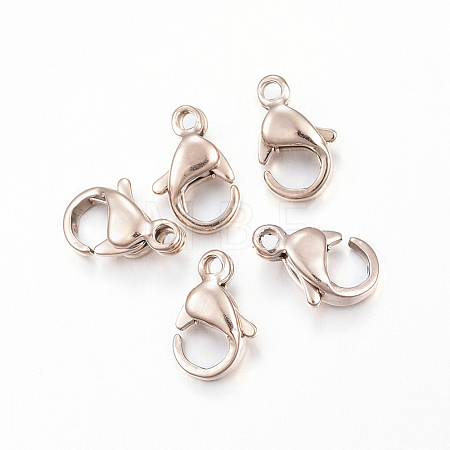 Ion Plating(IP) 304 Stainless Steel Lobster Claw Clasps X-STAS-H353-E-02RG-1