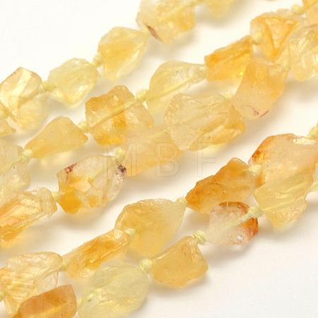 Rough Raw Natural Citrine Beads Strands G-K202-21-1