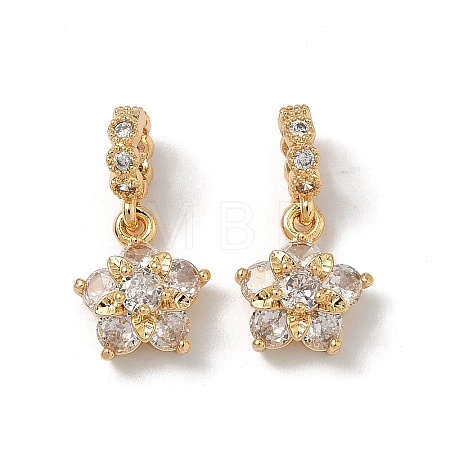 Brass Pave Cubic Zirconia  European Dangle Charms KK-A286-23G-01-1