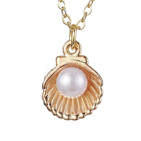 Alloy Enamel Shell Pendant Necklaces NJEW-JN04775-1