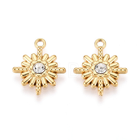 304 Stainless Steel Rhinestone Pendants STAS-I322-33G-02-1