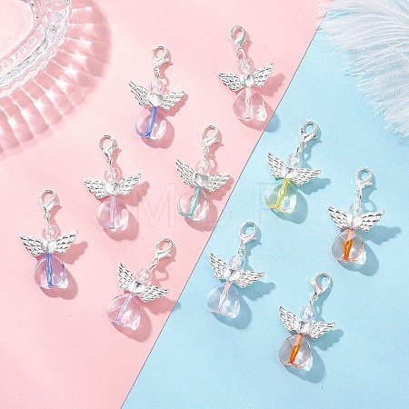 Heart Angel Alloy & Acrylic Pendant Decorations HJEW-JM04595-1