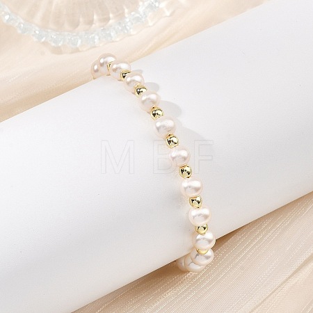 Natural Cultured Freshwater Pearl & Electroplate Non-magnetic Synthetic Hematite Beaded Bracelets for Women BJEW-JB14070-1