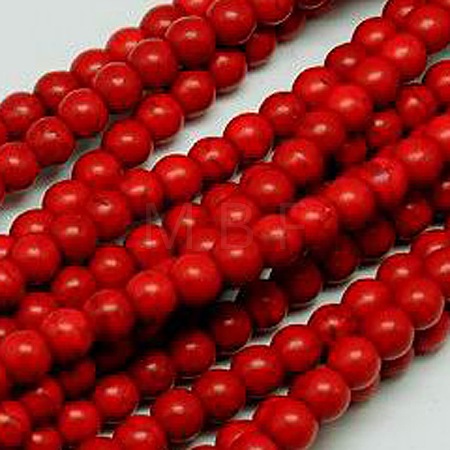 1 Strand Synthetic Turquoise Round Beads Strands X-TURQ-G106-8mm-02H-1
