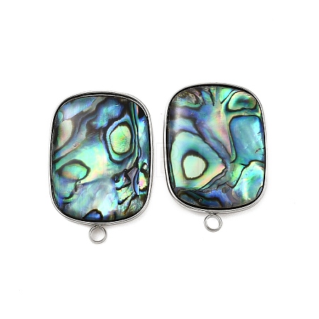304 Stainless Steel Pave Natural Paua Shell Stud Earring Findings STAS-Z125-08P-1