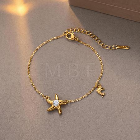 304 Stainless Steel & Crystal Rhinestone Charm Bracelets WGDDB62-02-1