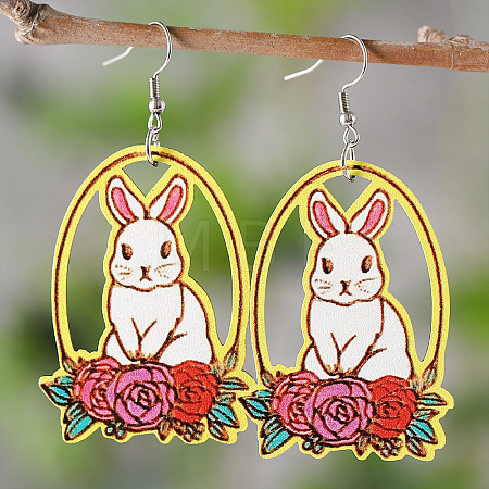 Easter Wood Dangle Earrings FS-WGE0D87-02-1
