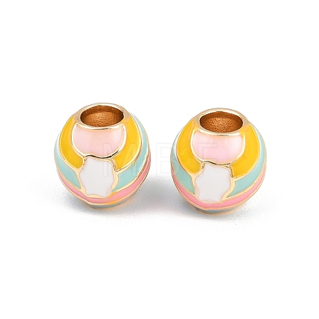 Brass Enamel European Beads KK-CBA6818-11G-1