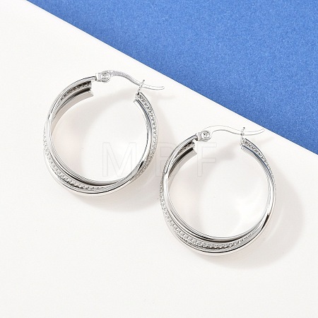 304 Stainless Steel Triple Twist Ring Stud Earrings EJEW-P324-08P-1