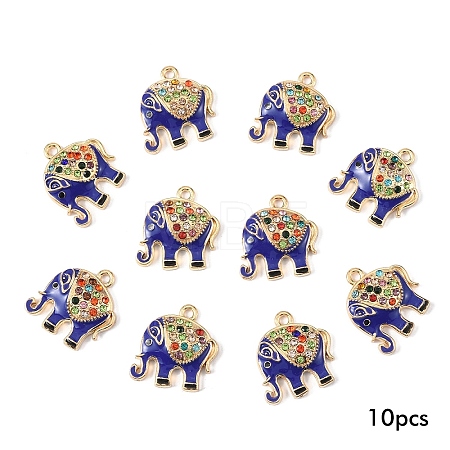 10Pcs Alloy Colorful Rhinestone and Enamel Pendants ENAM-YW0006-14B-1