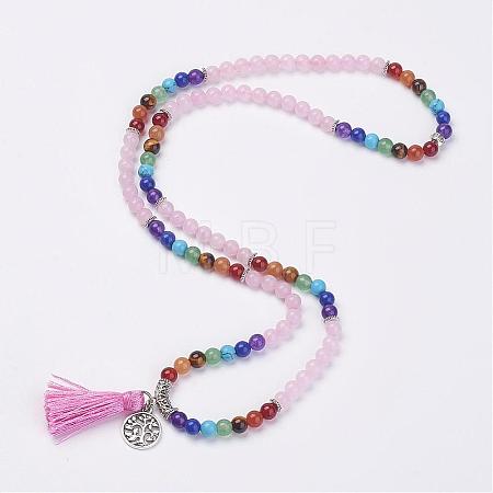 Natural Gemstone Beads Necklaces NJEW-F147-B07-1