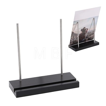 Wood Vinyl Record Slotted Display Stands with Stainless Steel Support ODIS-WH0043-344B-1