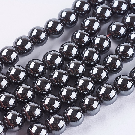 Non-Magnetic Synthetic Hematite Beads Strands G-H1624-10mm-1-1