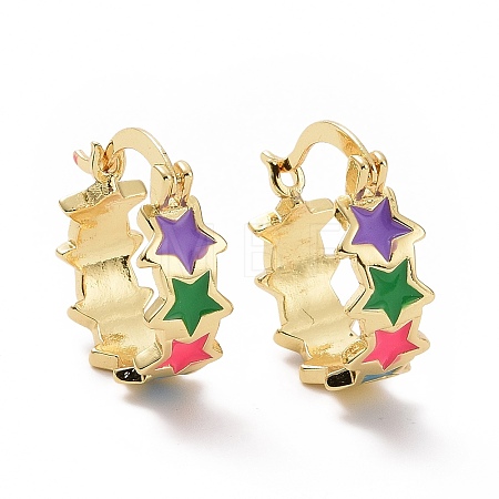 Colorful Enamel Star Wrap Hoop Earrings EJEW-I280-08G-1
