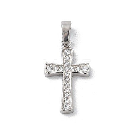 304 Stainless Steel Micro Pave Cubic Zirconia Pendants STAS-Z107-08P-09-1