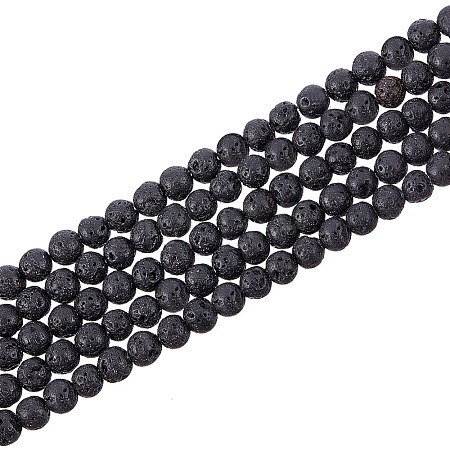 Natural Lava Rock Gemstone Round Bead Strands G-R285-4mm-06-1