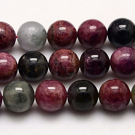 Natural Tourmaline Beads Strands X-G-G446-6mm-03-1
