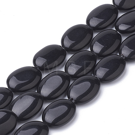 Natural Black Stone Beads Strands G-S292-26-1