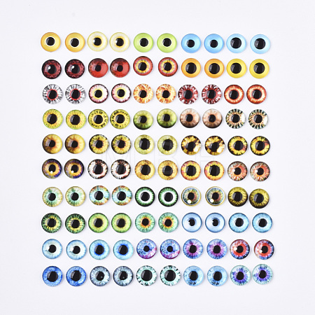 Flat Back Glass Cabochons GGLA-R023-8mm-01-1