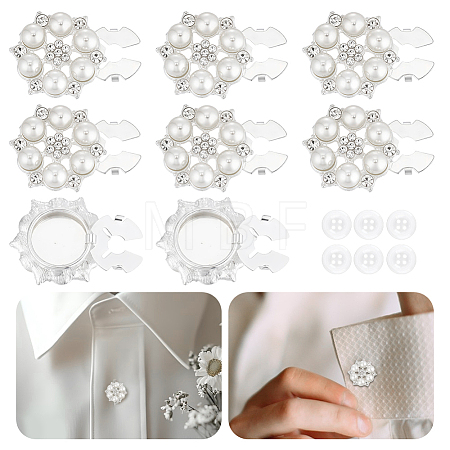 12Pcs 2 Styles Flower Brass Rhinestone Cufflinks FIND-HY0005-32-1