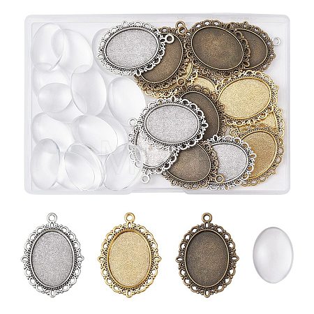 DIY Blank Oval Dome Pendant Making Kit DIY-FS0005-20-1