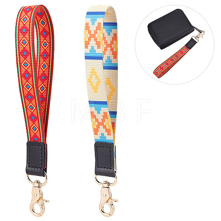 2Pcs 2 Colors Nylon Hand Wrist Lanyard for Phone Decoration Key Chain FIND-GO0001-01A-1