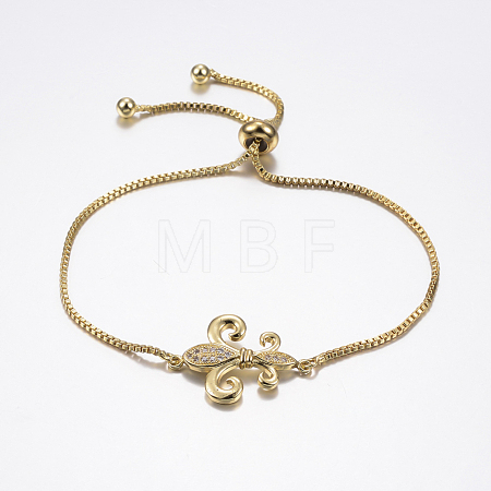 Adjustable Brass Micro Pave Cubic Zirconia Bolo Bracelets BJEW-F296-21G-1