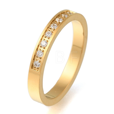 Ion Plating(IP) 304 Stainless Steel Micro Pave Clear Cubic Zirconia Finger Rings for Women RJEW-B066-07G-1