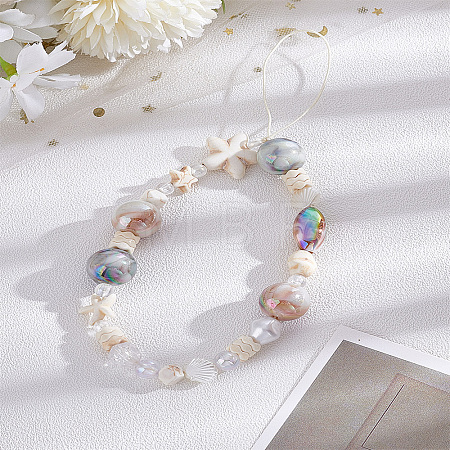 1Pc Plastic Imitation Shell Mobile Straps AJEW-LP0004-64-1