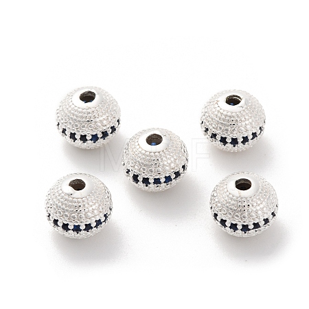 Brass Micro Pave Cubic Zirconia Beads KK-C071-08S-02-1