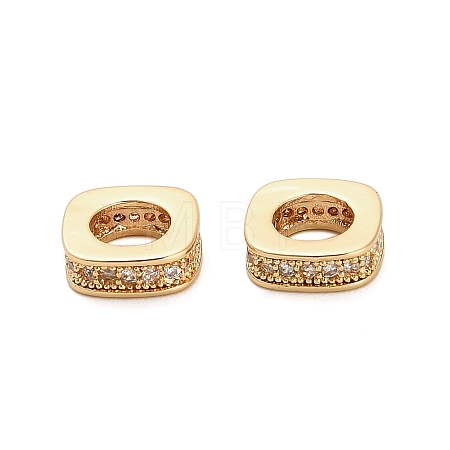Brass Micro Pave Cubic Zirconia European Beads KK-K374-14G-1