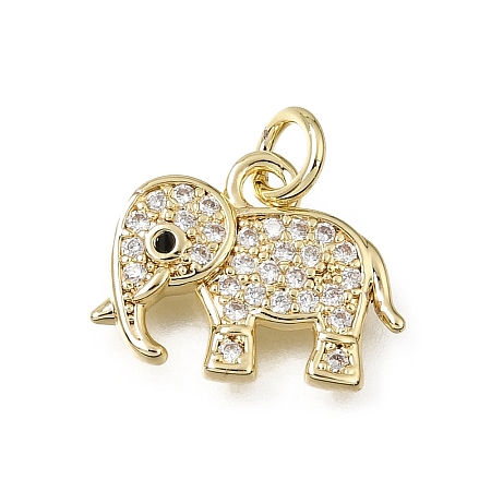 Brass Micro Pave Black Cubic Zirconia Charms CU-L001-18G-05-1
