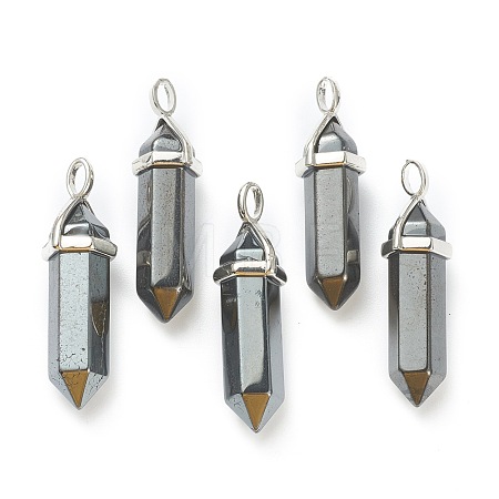 Synthetic Non-magnetic Hematite Pointed Pendants X-G-M378-01P-A16-1