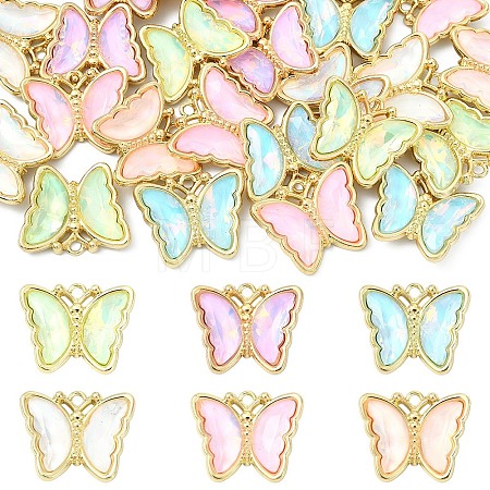 12Pcs 6 Colors Alloy Glass Pendants GLAA-YW0005-67-1