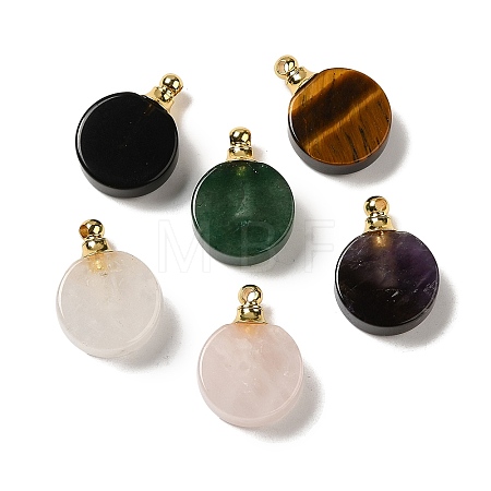 Natural Mixed Gemstone Perfume Bottle Pendants G-Z039-02G-1