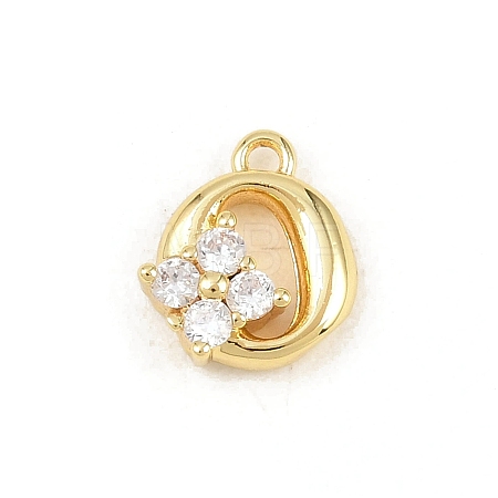 Brass Micro Pave Clear Cubic Zirconia Charms KK-Z151-18G-O-1
