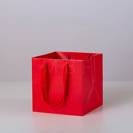 Solid Color Kraft Paper Gift Bags with Ribbon Handles PAAG-PW0001-103A-03-1