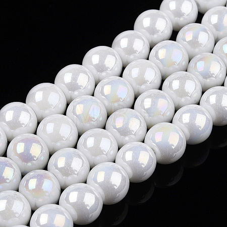 Electroplate Opaque Glass Beads Strands X-GLAA-T032-P6mm-AB02-1