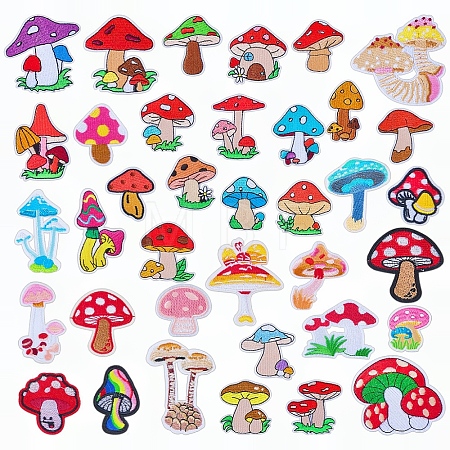 37Pcs Mushroom Embroidered Cloth Patch PATC-WR0001-31-1