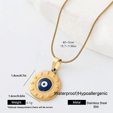 304 Stainless Steel Enamel Evil Eye Pendant Necklaces for Men Women KO5396-4-1