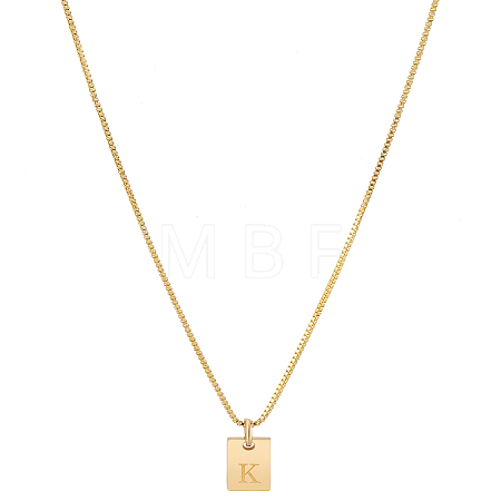 1Pc Stainless Steel Letter Rectangle Pendant Necklaces NJEW-LP0001-34K-G-1