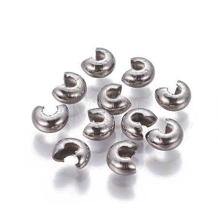 Tarnish Resistant 304 Stainless Steel Crimp Beads Covers X-STAS-P239-34P-01-1