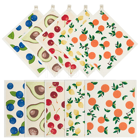10Pcs 5 Styles Wood Pulp Cotton Cleaning Cloth AJEW-MA0001-35A-1