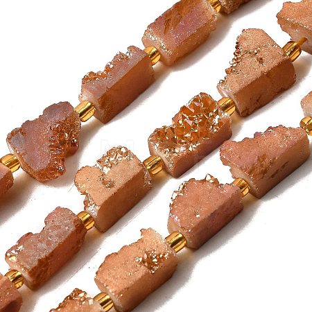 Electroplated Natural Druzy Agate Beads Strands G-R012-A02-07-1